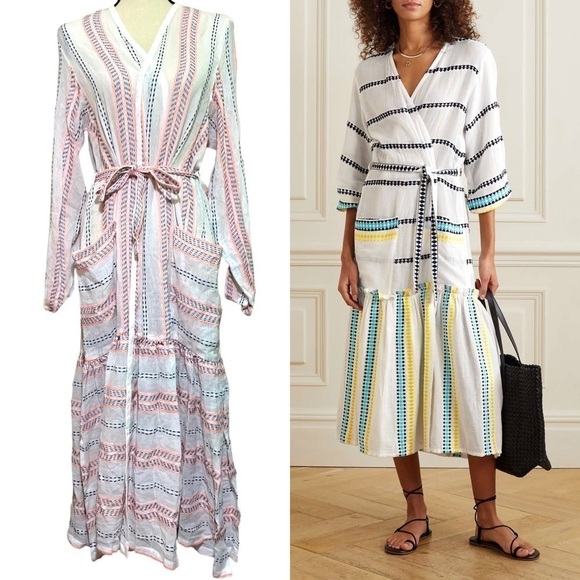 Lemlem Sediri Robe Dress White Striped size Small - Picture 1 of 11